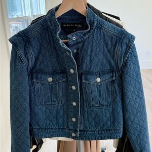 Veronica Beard Dark Blue Quilted Jean Jacket
